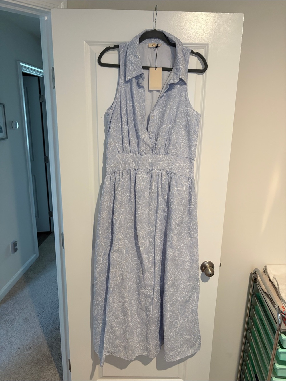 Elan Light Blue Sleeveless Collared Maxi Dress